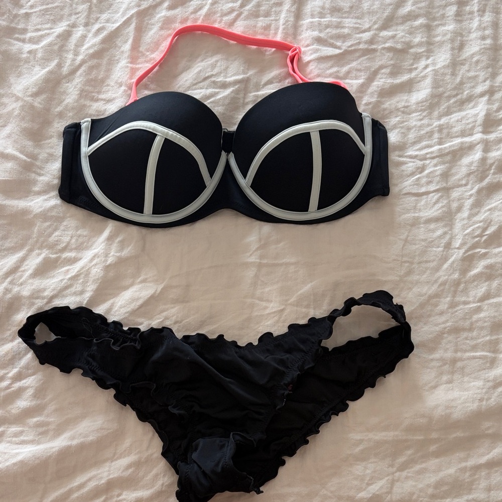 Victoria’s Secret Black and Pink Bikini Set